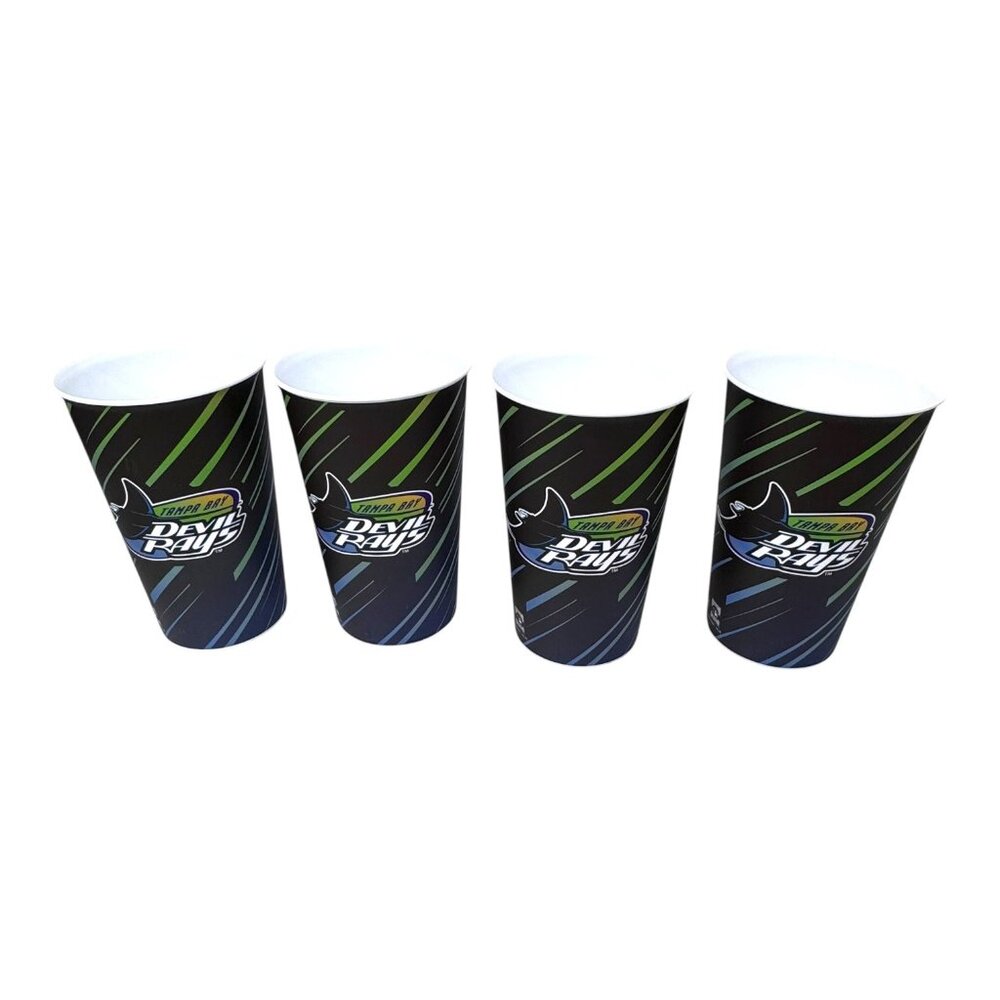 Set 4 Tampa Bay Devil Rays Plastic Cups Throw Back City Connect TB Logo Souvenir